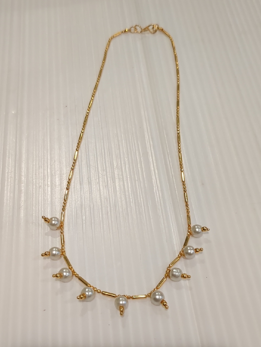 Vintage Delicate Gold Pearl Drop Choker Necklace, From Germany